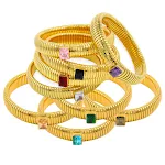 Pulseira quadrada de aço titânio com zircônia INS18K Gold, design elegante e durável. Ideal para um visual sofisticado e moderno. — foto 13