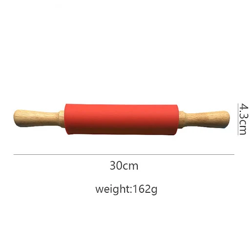 Title 18, Silicone Rolling Pin with Wooden Handle for Noo...