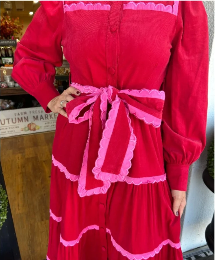 Title 3, Red lace stitching high collar long sleeve loos...
