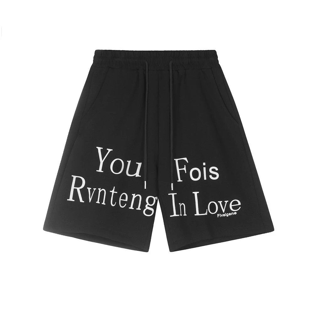 Title 10, English Letter Print Loose Short Sweatpants for...