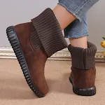 Botas de tornozelo planas com design de malha reversível, moda de inverno, botas de neve confortáveis para mulheres — foto 6