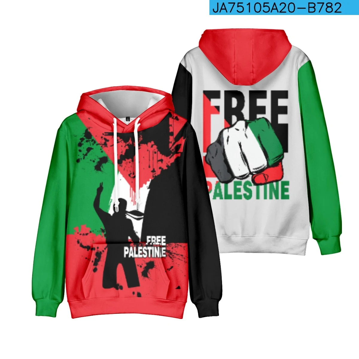 Chaqueta con capucha de fibra de poliéster Palestinian Refueling. Abrígate y siéntete cómodo. Resistente al desgaste diario. Ideal para cualquier clima. — foto 12