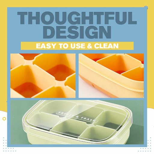 Title 5, Silicone Ice Cube Mould With DIY Lid 6 Grid Sof...