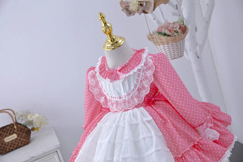 Meisjes lange mouw jurk kant bloem strik prinsessenjurk, ideaal voor speciale gelegenheden en feestjes, laat je dochter stralen. — foto 2