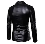 Giacca da moto uomo in pelle PU elastica con zip, autunnale. Eleganza e comfort per l'autunno, perfetta per ogni occasione. — foto 2