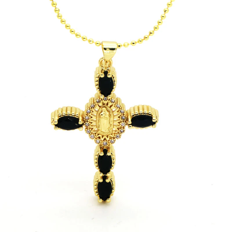 Colar Cruz de Zircônia Colorida para Mulheres. Adicione um toque de elegância e fé com este colar deslumbrante, perfeito para uso diário e ocasiões especiais. — foto 14