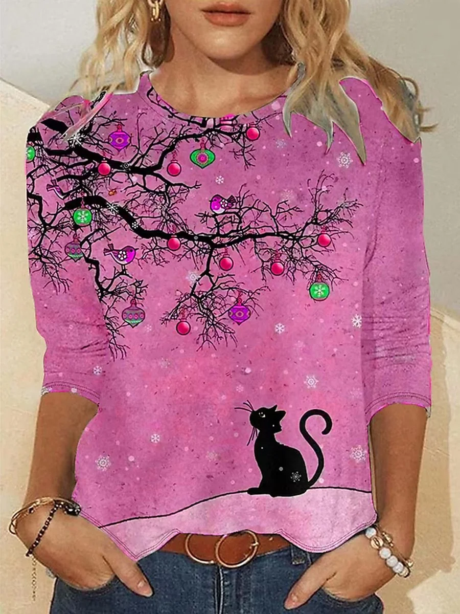 Camiseta de manga larga abstracta con cuello redondo para mujer, impresión 3D, cómoda y elegante para uso diario, fácil de combinar — foto 7