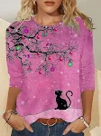 Camiseta de manga larga abstracta con cuello redondo para mujer, impresión 3D, cómoda y elegante para uso diario, fácil de combinar — foto 7