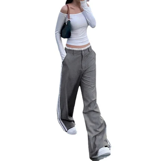 Title 3, Womens Vertical Stripe Ribbon Loose Straight P...