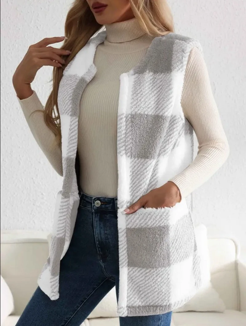 Title 9, Mantel Lose karierte Strickjacke mit Farbnähten
