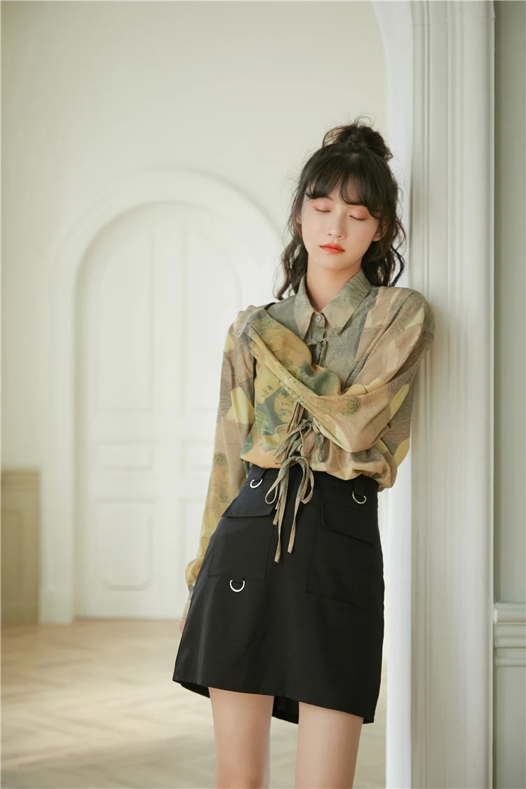 Title 4, Camicia a maniche lunghe stile pittura a olio r...
