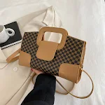 Piccola borsa a tracolla da donna, strutturata, a quadretti, casual, per la spalla, perfetta per ogni giorno — foto 12