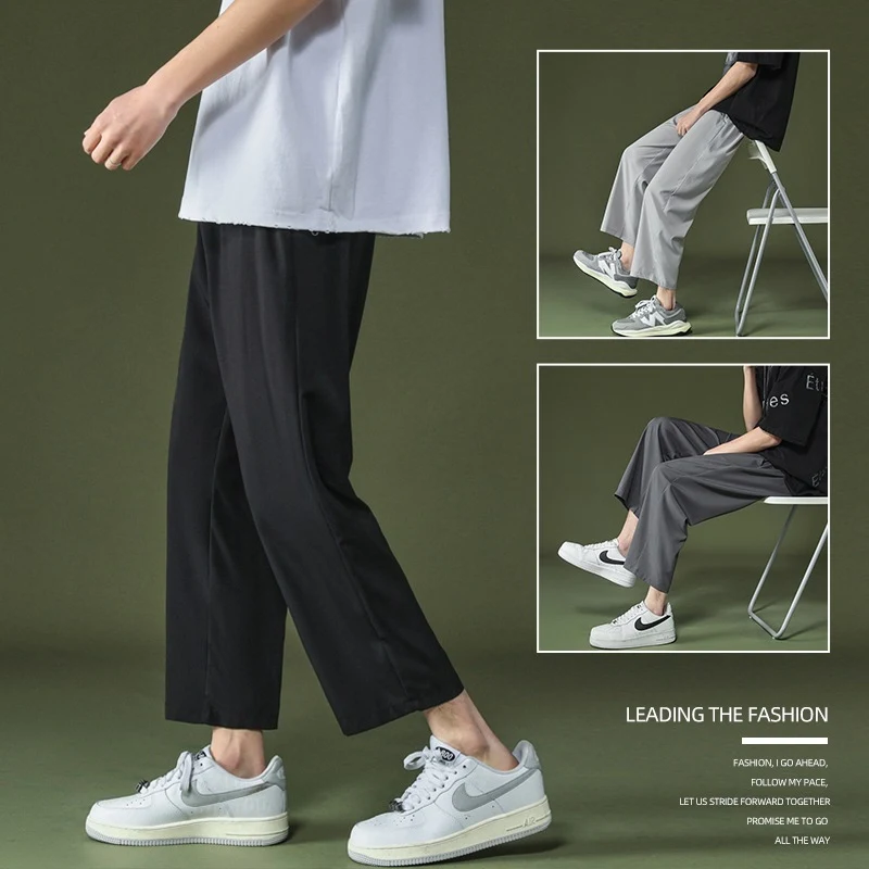 Muške letnje lagane pantalone, široke nogavice, tanke, kratke, idealne za opuštene prolećne i letnje dane. — foto 4