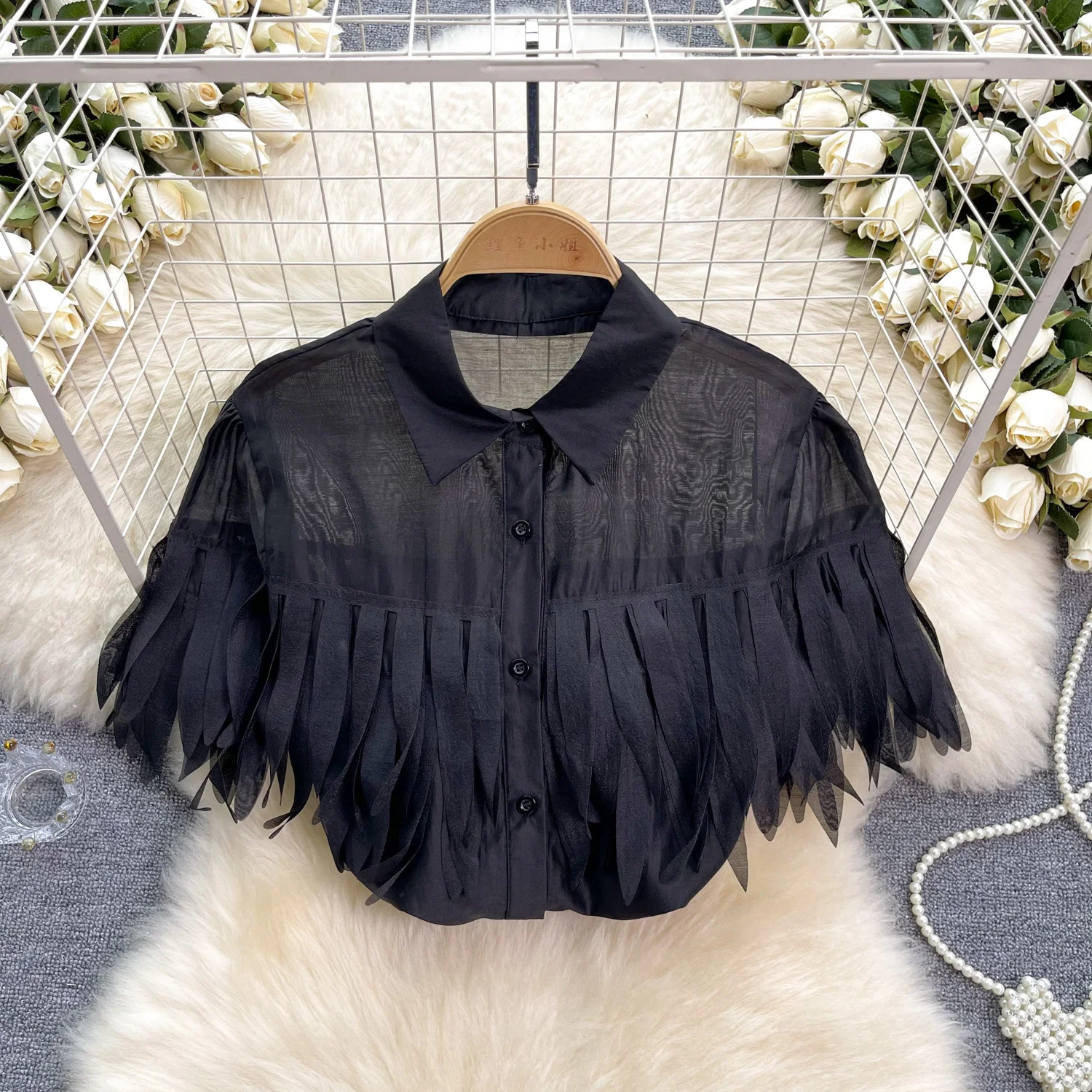Title 3, Puff Sleeve Shirt Fashionable Sheer Top. Elevat...