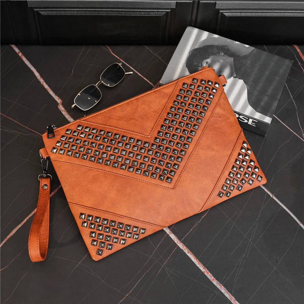 Title 5, Bolsa de ombro feminina com rebites modernos, p...