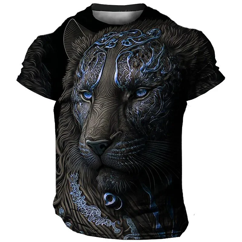 Title 3, T-shirt da uomo con stampa 3D leone, manica cor...