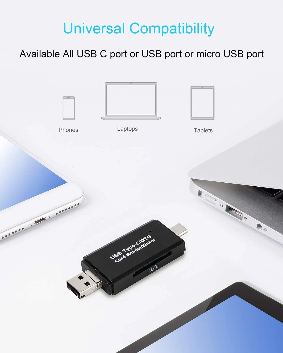 Title 2, 3.0 Card Reader for TF Camera and SD Cards. Fas...