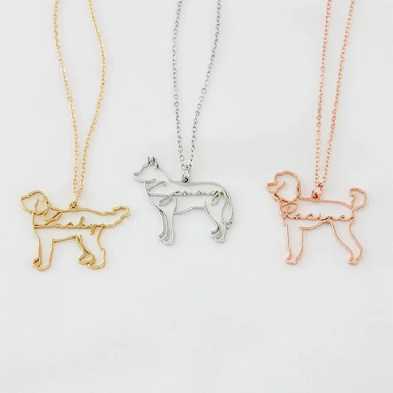 Colar de aço inoxidável personalizado com nome em forma de animal de estimação para mulheres Pingente de gato personalizado Memorial de animal — foto 15