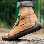 Men's Handmade Boots, Classic Stitching Ankle Boots, Outdoor Casual Zipper Shoes, Durable and Stylish Footwear for Every — photo 8
