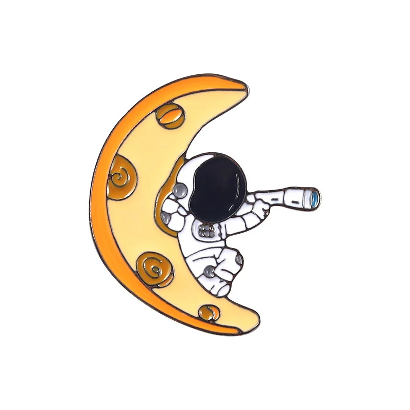 Astronaut Serie Legering Broche om Cartoon Maan Planeet te creëren. Een charmante manier om je outfit te versieren. — foto 1