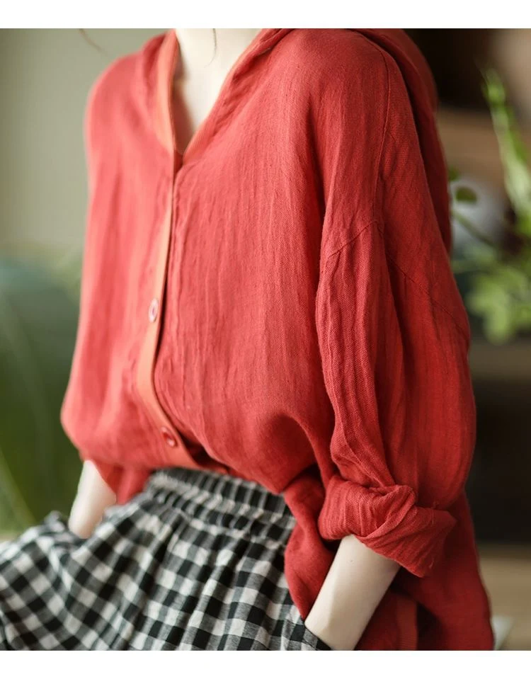 Title 9, Literary and Art Cotton and Linen Hooded Coat G...