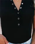 Camicia Donna Casual Maniche Corte Tinta Unita con Bottoni Perfetta per l'Uso Quotidiano e per un Look Versatile — foto 2
