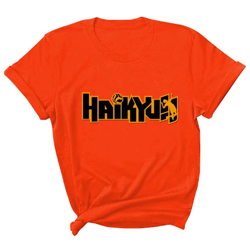 Title 16, HAIKYUU Volleyball Print Short Sleeve Round Nec...