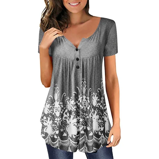 Title 7, Loose V-neck Womens Top T-shirt