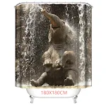 Cortina de ducha de elefante con estampado digital, juego completo. Transforma tu baño con este diseño animal vibrante y resistente al agua. — foto 3