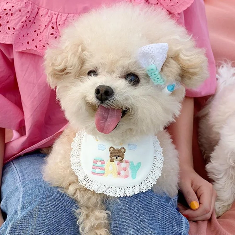Embroidered Cat Cute Pet Saliva Towel, gently cleans and protects your cat, adorable design, soft and absorbent, keeps y — photo 3