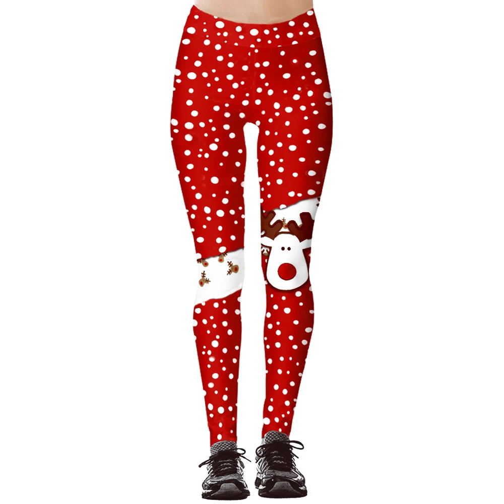 Christmas printed sports leggings with a high waist and hip raise feature, offering comfort and a festive workout style. — photo 4