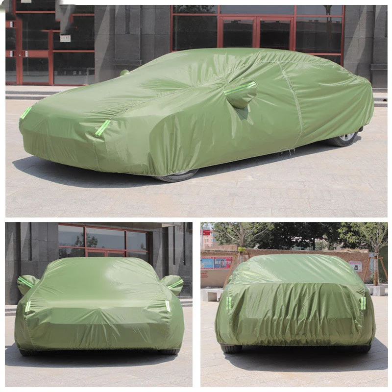 Capa para carro universal preta prateada 190T210T Taffeta. Proteção total contra sol, chuva e poeira. Resistente e durável. — foto 4