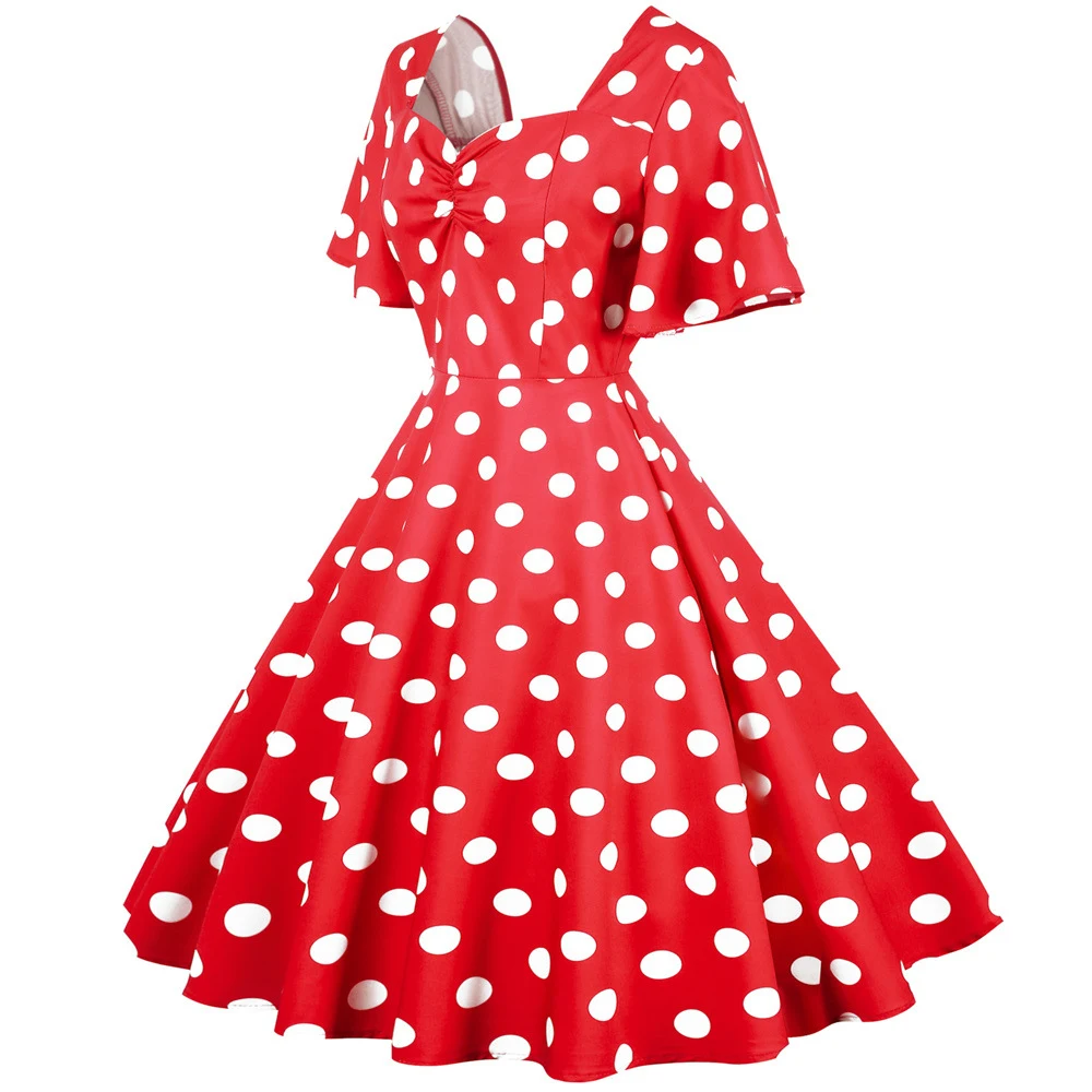 Title 7, Casual Short-sleeved Slim-fit Polka Dot Print L...