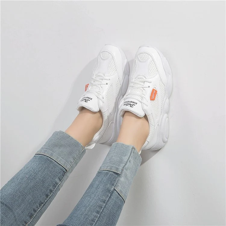 Ladies' Stitching Sneakers, Spring Bear Sole, Low Top Lace Up Shoes, Platform Soles, Small White Shoes for Women. — photo 3