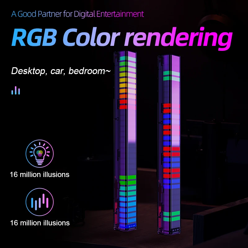 LED Voice Atmosphere Light Rechargeable Battery USB Powered Pickup Rhythm Lamp APP Controlled Dimmable RGB Flow Light. C — photo 4