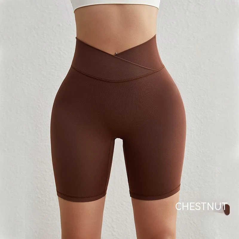 Dames yoga shorts met gekruiste taille Hoge taille en buikcontrole Ideaal voor yoga en fitness Ademende en comfortabele stof — foto 1