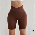 Dames yoga shorts met gekruiste taille Hoge taille en buikcontrole Ideaal voor yoga en fitness Ademende en comfortabele stof — foto 1