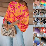 Blusa donna stile europeo e americano con spalle scoperte e taglio ampio. Perfetta per un look casual e alla moda. — foto 30