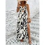 European and American Summer Women's Hollow Pleated Halterneck Printed Dress, a stylish and comfortable choice for warm — photo 17