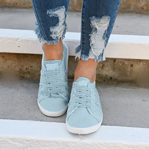 Title 5, One pedal stitched denim single shoes for effor...