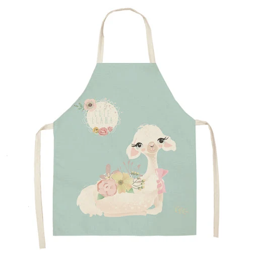 Title 2, Alpaca Cartoon Cotton Linen Apron, Sleeveless, ...