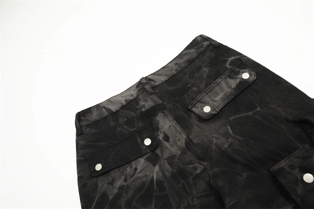 Title 7, Mens Denim Cargo Pants Wide-leg Trousers. Comf...