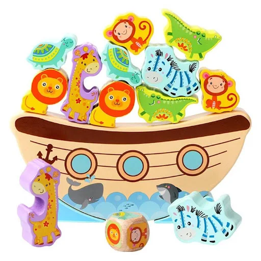 Title 2, Wooden Animals Balance Blocks Play for Children...