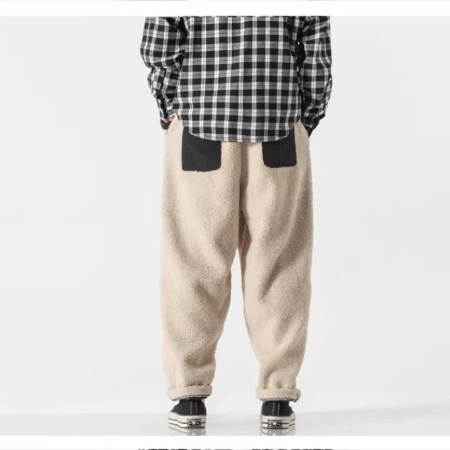 Fall Winter Men's Thick Retro Grain Lambswool Thermal Casual Trousers, Warm and Comfortable for Cold Weather. — photo 1