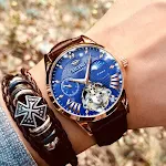 Rose blue brown leather
