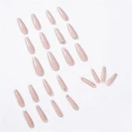 Evaporated Milk Tea Color Full Diamond Long Ballet Wear Nail Finished Nail Patch, Full Cover, Ready to Wear — photo 4