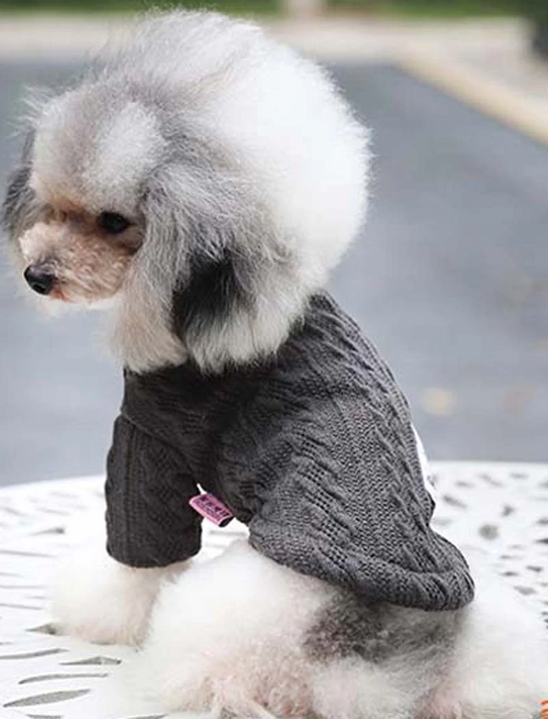 Title 8, Pure color knitted autumn and winter dog sweate...