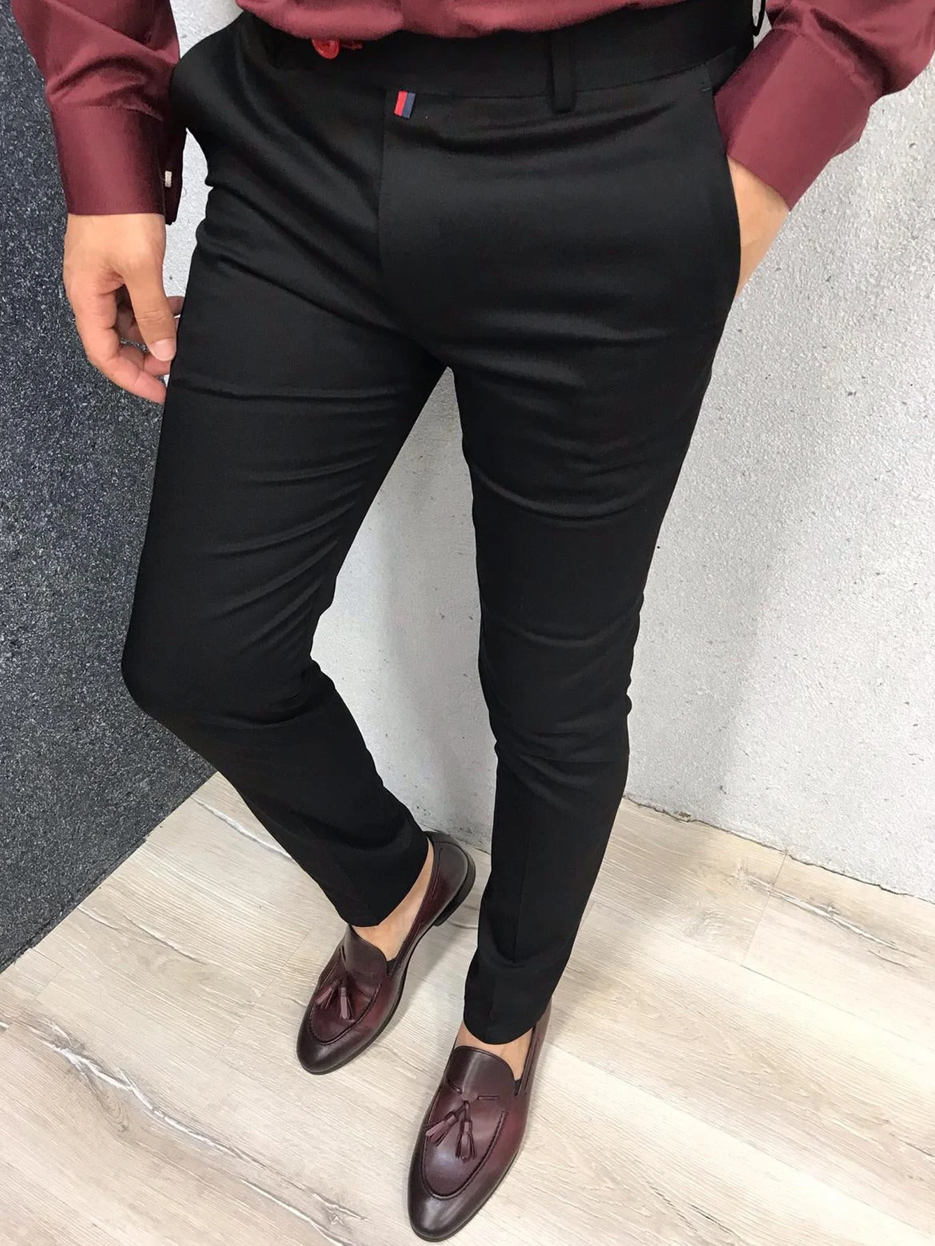 Heren Effen Kleur Casual Tapered Pantalon – Stijlvolle Broek voor Heren – Comfortabel en Veelzijdig – Perfect voor Zowel Formele als Informele Gelegenheden. — foto 10