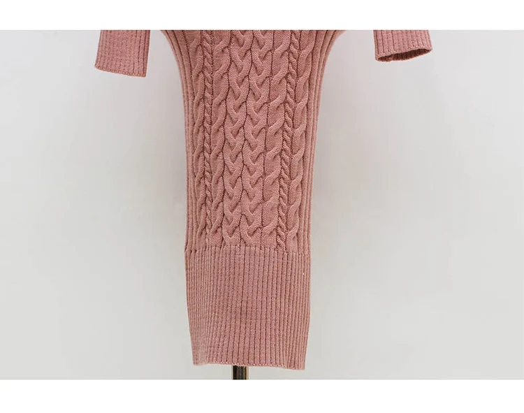 Title 5, Slim Fit Wrap Hip Bottoming Knitted Dress. Cont...