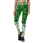 Conjunto de ioga feminino para o Dia de São Patrício com estampa digital, top sem mangas e calças, ideal para treinos e celebrações. — foto 4
